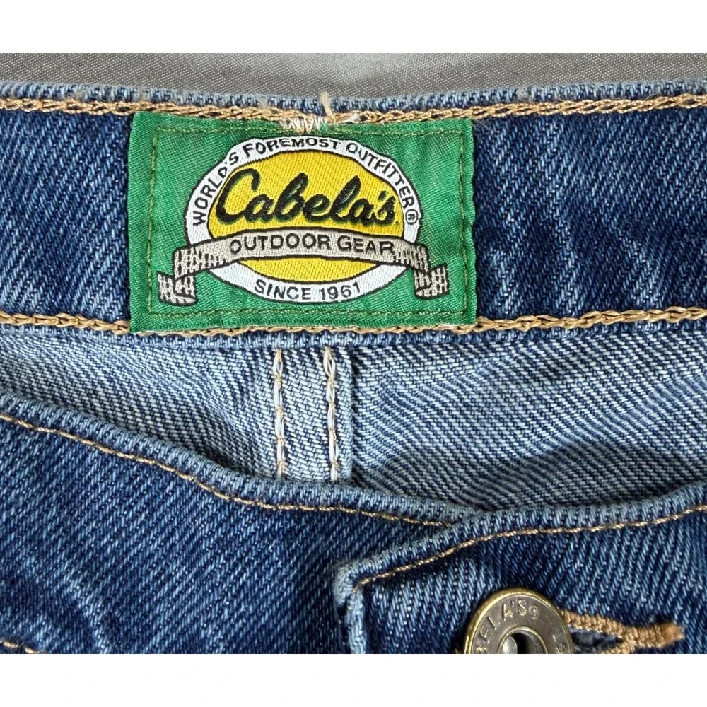 Cabelas Mens Jeans 42x36 Blue Denim Straight Leg Relaxed Fit Outdoor Workwear